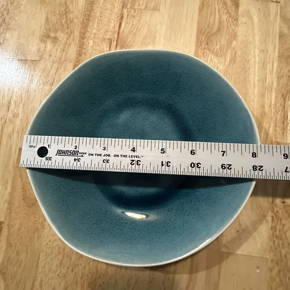 Crate & Barrel CB2 Organically Shaped Crackle Glaze Plate Set of 6 Salad Dinner